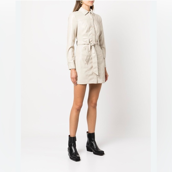 Jonathan Simkhai standard Karlee vegan leather belted waist tie mini dress - Picture 2 of 8